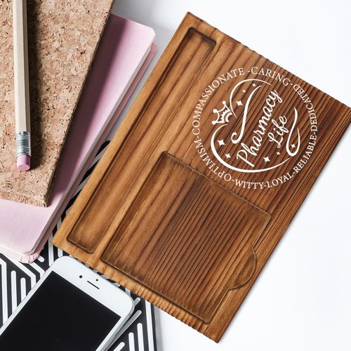 Pharmacy Life Wooden Sticky Note Holder – Heart-Themed Pharmacist Appreciation Desk Organizer, Thoughtful Gift for Pharmacy Staff, WSH37