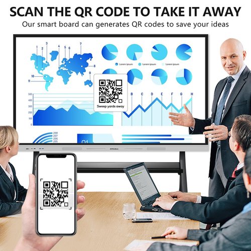 AYSTeKMann Smart Board 75 inch 4K Interactive Whiteboard Touch Screen, Digital Smart Whiteboard for Classroom and Business with Android 12.0-8+128 GB(Wall Mount Included)