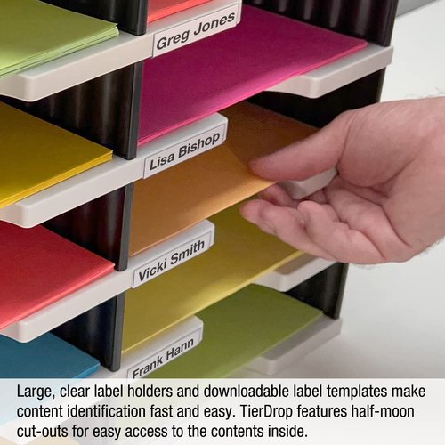 Desktop Organizer 4 Letter Tray Sorter Plus Riser Storage Base for Easy Access to Lower Slots, Desk Accessories & Supplies. Optional File Topper & Drawers
