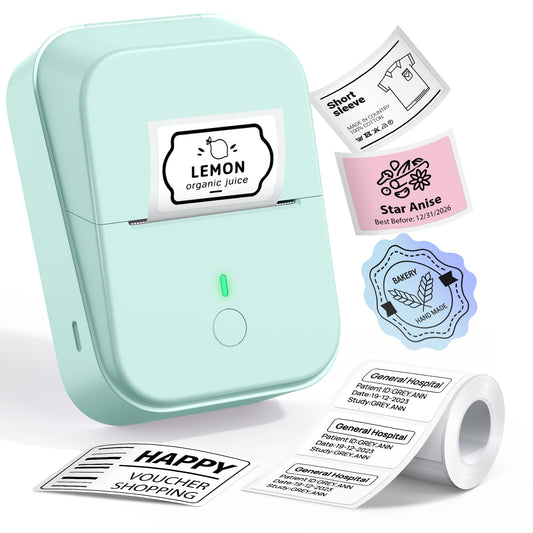 ETIKEZ PM260 Label Maker Machine with Tape, 2 Inch Label Maker Bluetooth Label Printer, Inkless Portable Labeler for Home, Kitchen, School, Office Organization, Green
