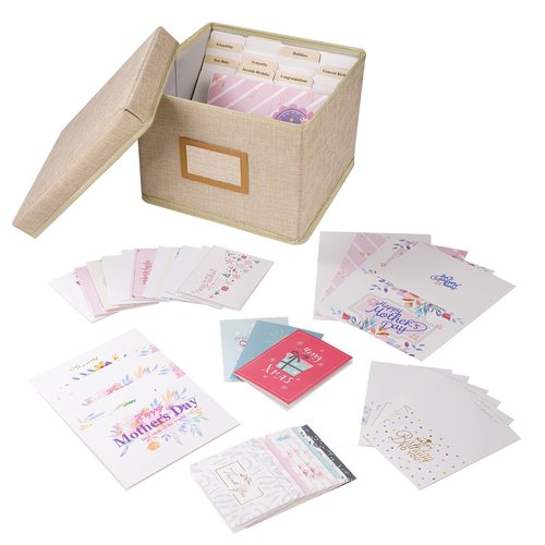 Lukeline Greeting Card Organizer and Storage Box with 15 Adjustable Dividers, Stores 140+ Cards, Suitable for Storing Greeting Cards, Envelopes, Stickers, Photos, Notecards and More