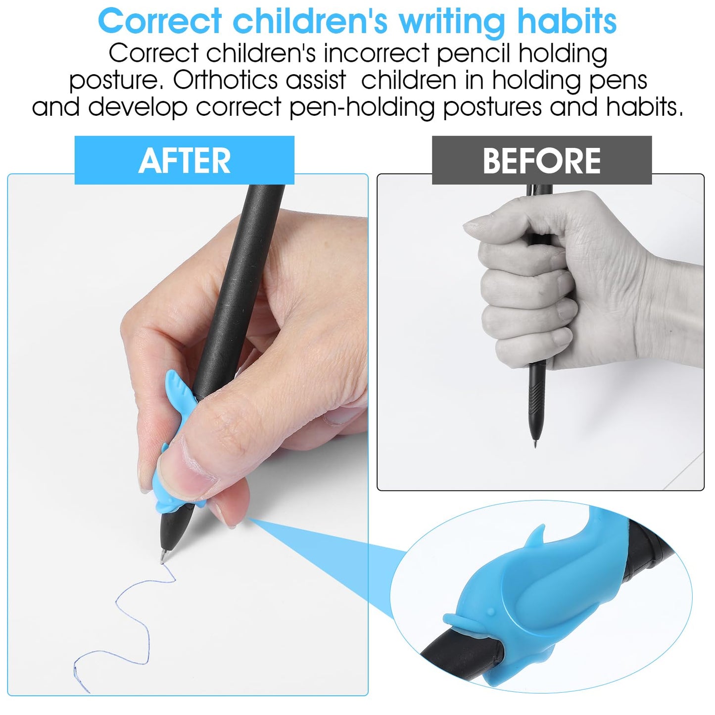 Heclia 72 PCS Magical Pens & Refills for Grooved Handwriting Workbooks 60 Disappearing Ink Pens with 6 Pen Shells & 6 Grips Reusable Writing Practice for Kids 3-12 Writing Train Handwriting Practice