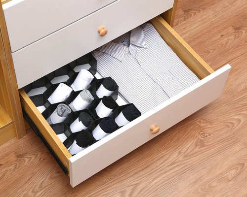 Natzerat Honeycomb drawer organizer and divider, underwear, socks, tie sorter, office supplies and sundry sorting 32 pieces (Black)