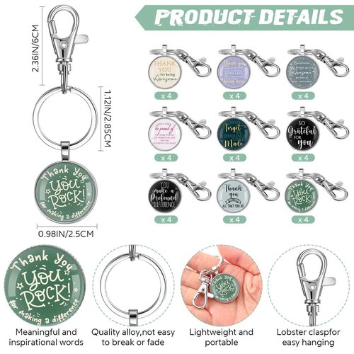 Chuangdi 40 Sets Appreciation Gift for Employee Thank You Gifts Thank You Keychains Inspirational Notebook Motivational Ballpoint Pen Organza Bag for Boss Lady Coworker Student Teacher