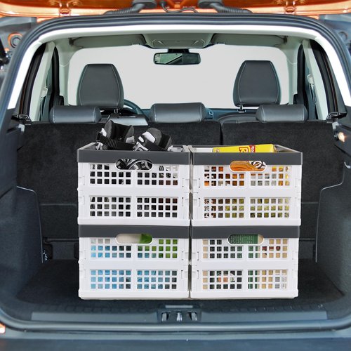 Nihenok 15 L 4-Pack Plastic Folding Storage Crate, Stackable Collapsible Milk Crates