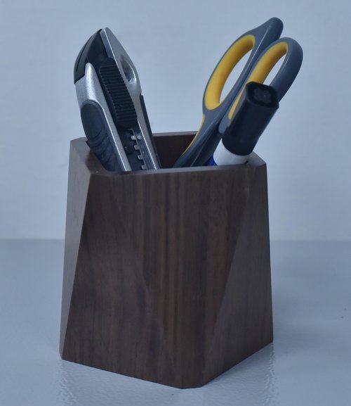 Kuncottz Black Walnut Wooden Desk Organization Pen Holder, Stationary Pen Organizer Dual-Purpose Art Supply Pencil Cup Holder for Office, School, Home
