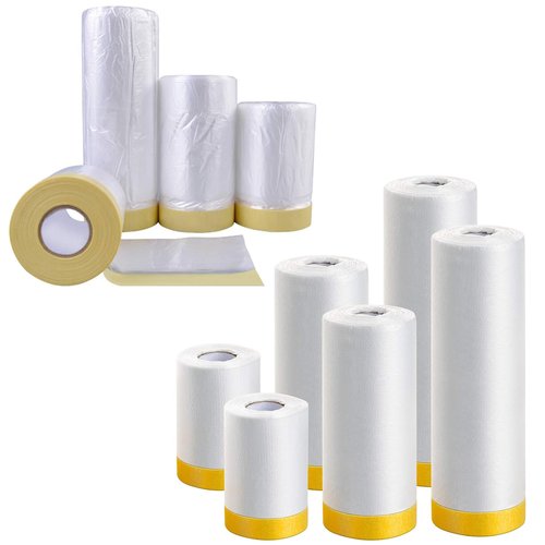 MyLifeUNIT Tape and Drape, 9 Pack Masking Film, Assorted Masking Paper for Automotive Painting Covering