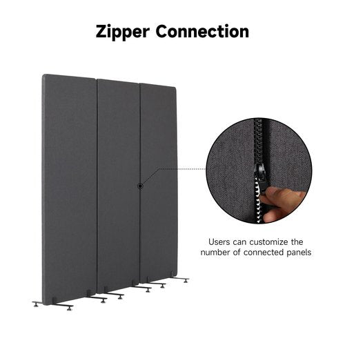 Real Relax Freestanding Room Divider, 24" x 66" Privacy Divider, Single Panel Cubicle Divider with Fixed and Sliding Feet, Removable Side Zipper, for School, Office, Hospital, Living Area, Library