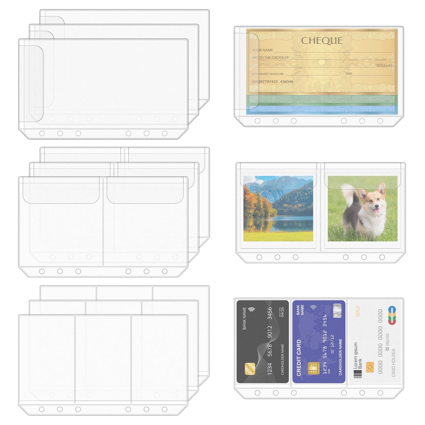 Antner 12PCS A6 Binder Pockets No Zipper Cash Envelopes for A6 6-Ring Binder, Zipless Money Folder Organizer Bill Pouches Business Card Sleeves Notebook Fillers Insert Pages for Cash Stuffing Binder