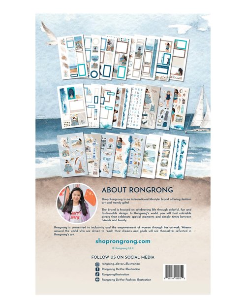 Rongrong Nautical Summer Planner Stickers Book for Planners, Journals, Calendars and Scrapbooks – Hand Drawn Designs – 24 Pages – Beachy, Fun & Functional Summer Planning Stickers