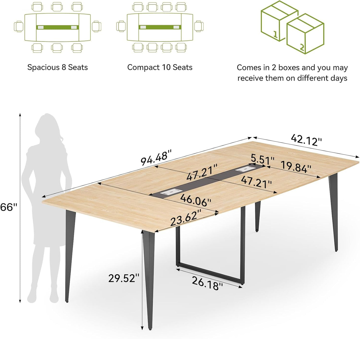 LITTLE TREE 6 FT Conference Room Table, 70.86L x 35.43W x 29.52H Inches Boat Shaped Meeting Seminar Boardroom Table