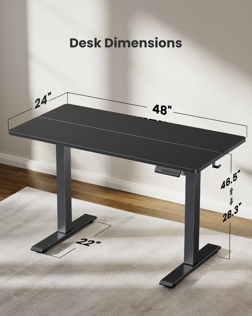 Marsail Electric Standing Desk, Adjustable Height Stand up Desk, 48 x 24 Inches Sit Stand Home Office Desk, Computer Desk, Black