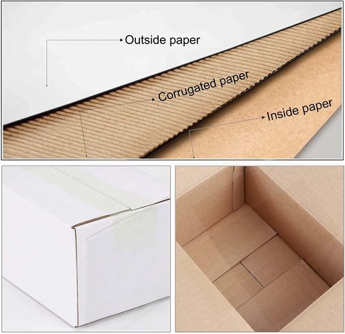 Calenzana Shipping Boxes - White Corrugated Cardboard | Set of 25 | 10x7x5 Inches for Small Business Packing