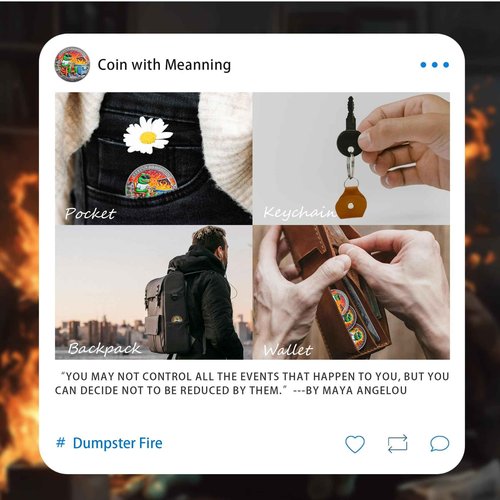 10PCS Fun Dumpster Fire Frog Challenge Coin - The Strongest Steel is Forged Dumpster Fire Coin - Emotional Support This is Fine Chip - Inspirational Funny Desk Accessories Gifts for Work Men Women