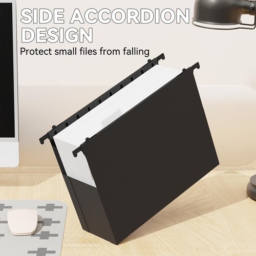 NORDUN Plastic Extra Capacity Hanging File Folder Letter Size,6 Pack Heavy Duty 3" Expanding Accordian Pocket,Expandable Large Hanging Folders,Sturdy Hanging Organizer for Bulky Files-Black ﻿