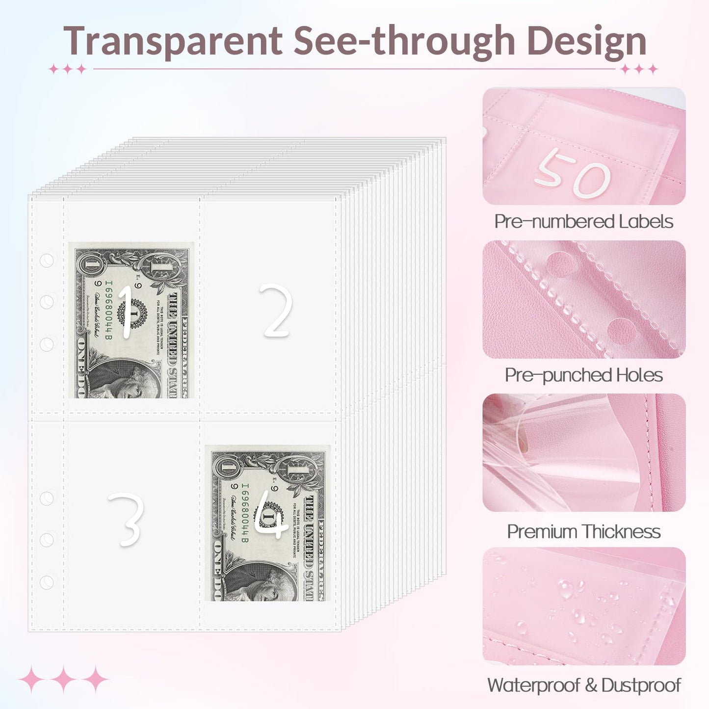 Sooez 100 Envelopes Challenge Binder, Money Saving Challenge Budget Binder with Cash Envelopes, Savings Challenge Book - Easy & Fun Way to Save $5,050, Money Saving Binder for Budgeting & Saving