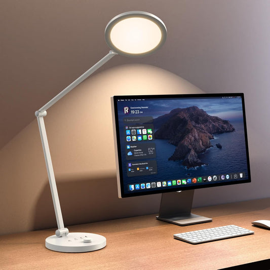 Skiennix Desk Lamp - Metal Swing Arm LED Light with 3 Dimming Modes | 14W 1200LM for Home Office & Streaming