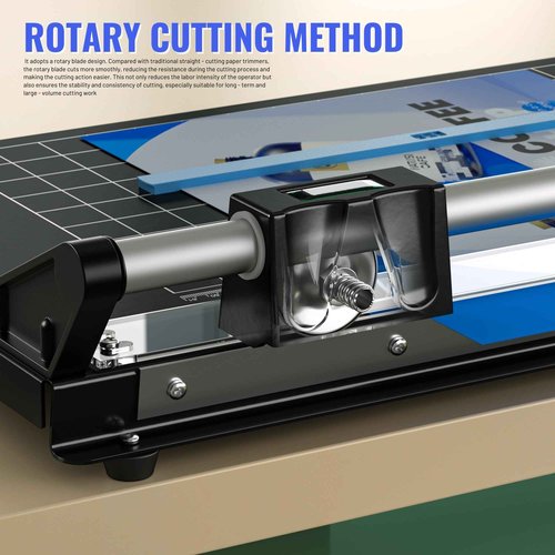24 Inch Paper Trimmer, Rotary Paper Cutter, Precision Board Paper Trimmer with Measurement Grids, Bi-Directional Cutting Blade for Graphic Film, Canvas