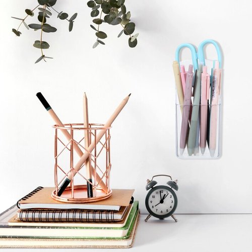 4 Pieces Acrylic Remote Control Holder Clear Wall Mount Media Organizer Single Compartment Pen Holder for Wall Pencil Holder TV Remote Holder Wall Mount Storage Box for File Makeup Marker Brush Phone