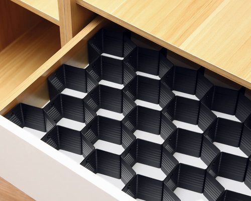 Natzerat Honeycomb drawer organizer and divider, underwear, socks, tie sorter, office supplies and sundry sorting 32 pieces (Black)