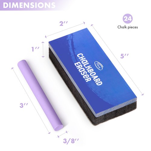 Alitte Dustless Chalkboard Chalk - Set of 12 Colored & 12 White Chalk Sticks - Sketching, Drawing, Writing Supplies for Classroom, Home Schooling, Cafe Menu, Sidewalk Art