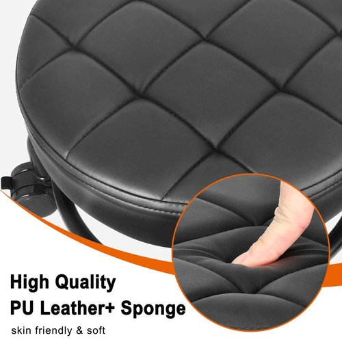 LWADALN Low Roller Seat Low Height Rolling Stool PU Leather Rolling Stool, Modern Rolling Chair for Home Office Garage Shop