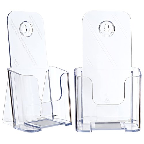 1InTheOffice Acrylic Brochure Holder 4 Pack - Clear, Modern, Portable - Holds Brochures, Flyers, Booklets Up to 4 Inches Wide - Transparent, Home Office