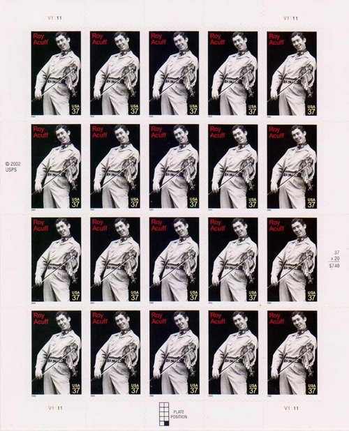 Roy Acuff Postage Stamps | Sheet of 20 | 37 Cent US Stamps | 2003 Scott #3812