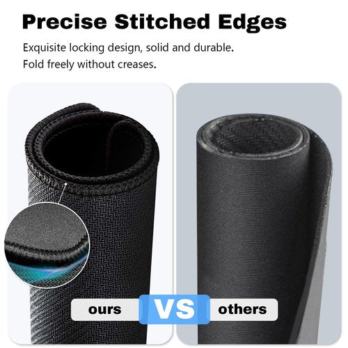 Mouse Pad, Gaming Pad, with Anti-Fray Stitching, Stitched Edges, Non-Slip Rubber Base-Durable, Portable, with Easy Glide, Quick Response, Water-Washable, Black