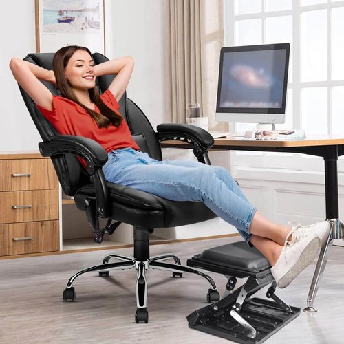 Scalebeard Foot Rest for Under Desk at Work 4-Level Height Adjustable,Ergonomic Foldable Footrest with Replaceable and Washable Cover for Office, Gaming,Computer, Soft & Removable Pad Desk Foot Stool