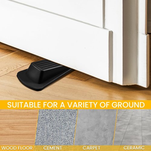 Frienda 72 Pcs Door Stoppers Bulk for Bottom of Door Rubber Door Wedge Stop Height up to 1.2 Inches Sturdy Door Stop Bulk for Heavy Duty Door Bottom Carpet Tile Concrete Wooden Floor (Black)