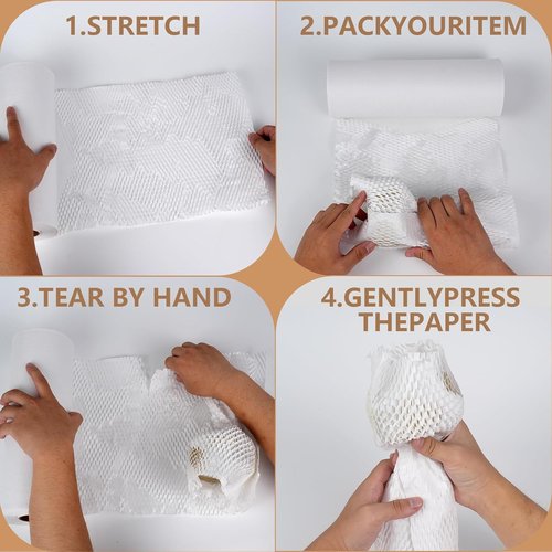 Honeycomb Packing Paper - 12" x 100' Eco-Friendly Cushioning Wrap for Moving & Shipping | Recyclable White