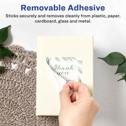 Avery Matte White Removable Square Labels, Sure Feed Technology, Print-to-The-Edge, 3" x 3", 300 Removable Labels, Laser/Inkjet Printable