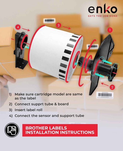 enKo - Compatible DK-2205 Continuous Adhesive Thermal Labels (2.4 Inch x 100 Feet) Compatible Labels for Brother Label Printer QL-820NWB QL-800 QL-810W - [12 Rolls, No Cartridge Frames]