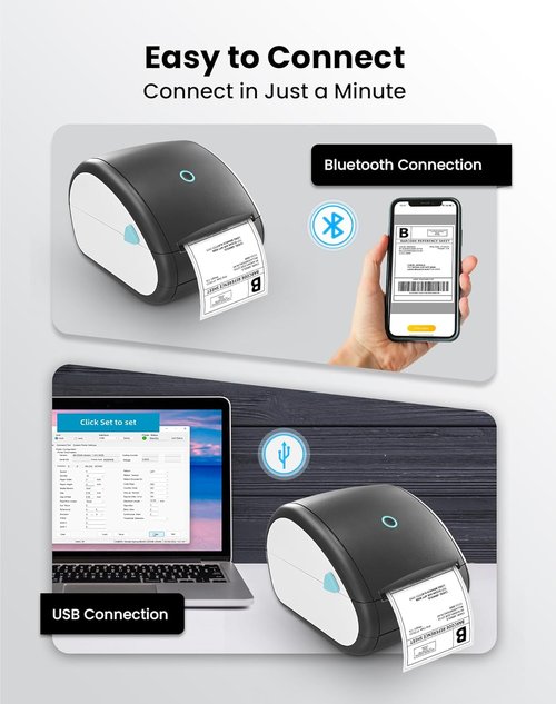 Shipping Label Printer Bluetooth - 4x6 Thermal Printer for Small Business | Easy Connectivity & Clear Prints, Black