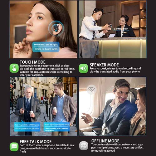 Ai Translation Earbuds Real Time,144 Language Translator Earbuds with APP,Audifonos Traductores Inglés Español,OWS Translating Earbuds Headphones Device for Travel Business Learning