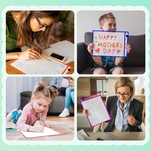 EEHZTSI 30 Pack Dry Erase Pocket Sleeves, Reusable Clear Plastic Classroom Sleeves, 10x14 Inch Ticket Holders