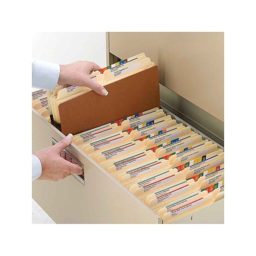 Smead File Pocket with Fully-Lined Gusset, Straight-Cut Tab, 5-1/4" Expansion, Letter Size, Redrope, 10 per Box (73274)