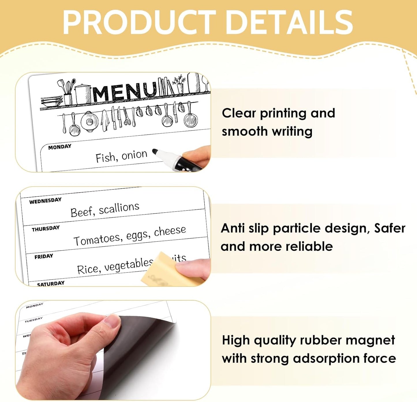 Skiennix Magnetic Dry Erase Calendar - Clear Weekly Planner for Refrigerator | 8.5x12 Inch Family Menu Board