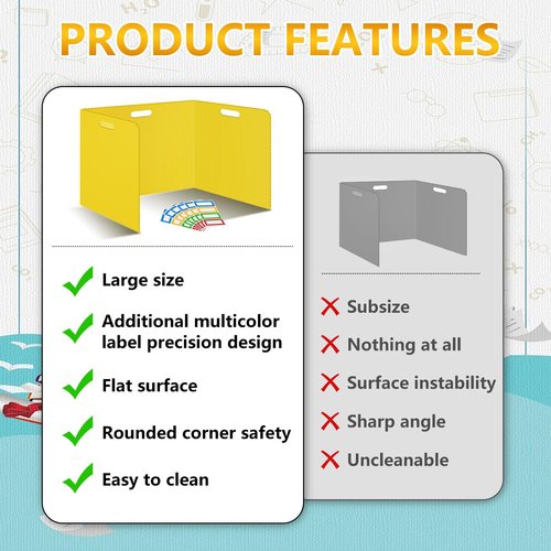 24 Pcs Desk Dividers for Students 14 × 17.5 × 14 Inch Plastic Waterproof Privacy Folders Shields Test Dividers with Yellow Classroom Privacy Boards for School Study Teacher Supplies(Yellow)