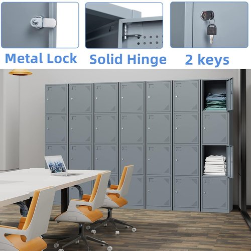 EcoSummer Metal Storage Cabinets with Lock Doors, Metal Garage Storage Cabinet, 4 Doors Tall Locker Organizer Steel Garage Cabinets Shelves for Office,Home,Garage,Gym,School