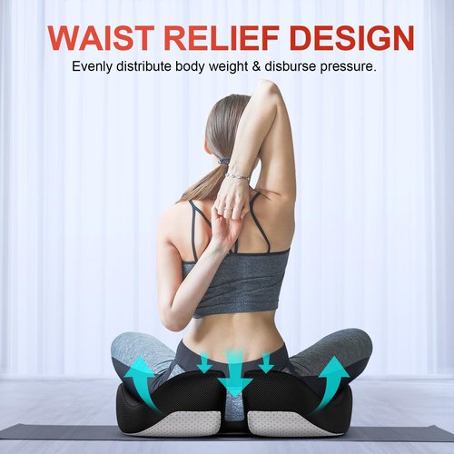 Benazcap Memory Seat Cushion for Office Chair Ergonomic Cushions Pad Pillow for Pressure Relief Sciatica & Pain Relief Memory Foam for Long Sitting for Gaming Chair and Car Seat Black