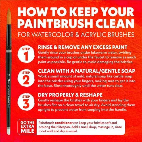 Creative Mark Pro Stroke Premium White Chungking Hog Bristle Artist Paint Brush - Round # 24 - Natural Bristle Brush w/Great Control Suitable for Oils, Watercolors, Acrylics, Alkyds, Caseins
