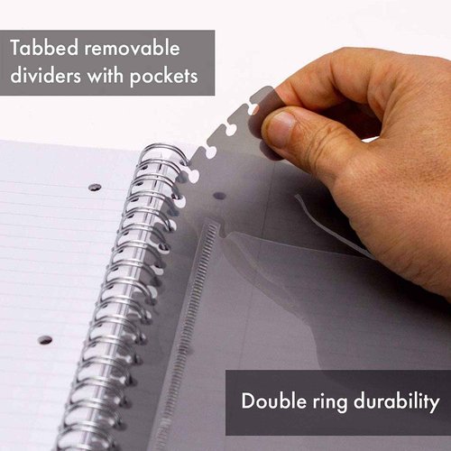 Pukka Pad 5 Subject Spiral Notebook 3-Pack - 200 Pages, 100 Sheets of 80GSM Paper with Repositionable Dividers & Perforated Edges, Office Planning & Organization - US Letter 8.5 X 11, Green Metallic