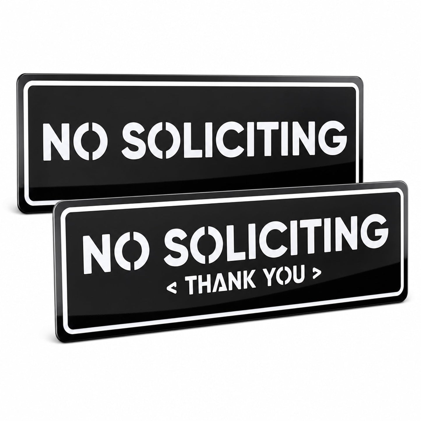 2-Pack No Soliciting Sign, Premium 304 Stainless Steel, 8.25x2.4",Large