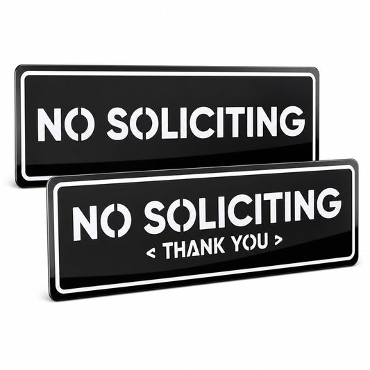 2-Pack No Soliciting Sign, Premium 304 Stainless Steel, 8.25x2.4",Large