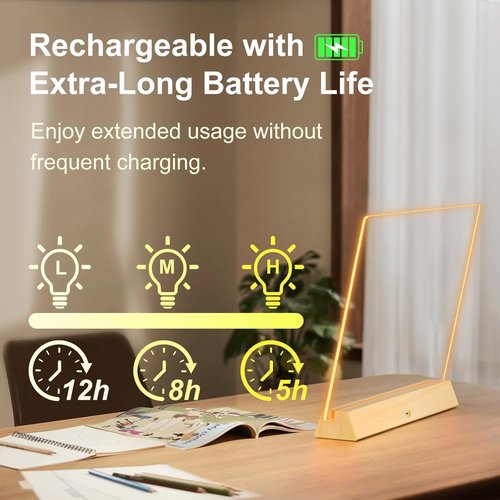 LED Note Board - Rechargeable 17-Inch Doodle Glow Light Up Desk Sign | 9 Modes, Includes 5 Markers & Tracing Book