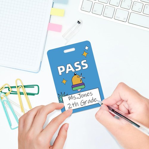 Skiennix 8 Pcs Writeable Hall Passes - Unbreakable PVC Lanyards for Classrooms & Offices