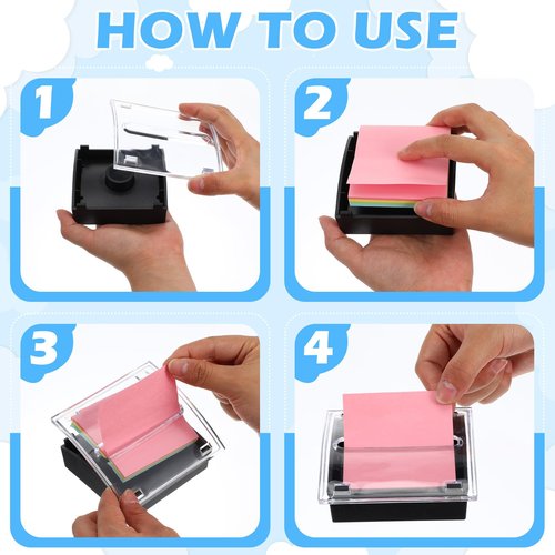 5 PCS Pop up Sticky Notes Dispenser, 3 X 3 in Sticky Note Holder Dispenser Clear Top Black Base, Pop up Notes Dispensers for Desk Office Home Shop School Supplies Gift
