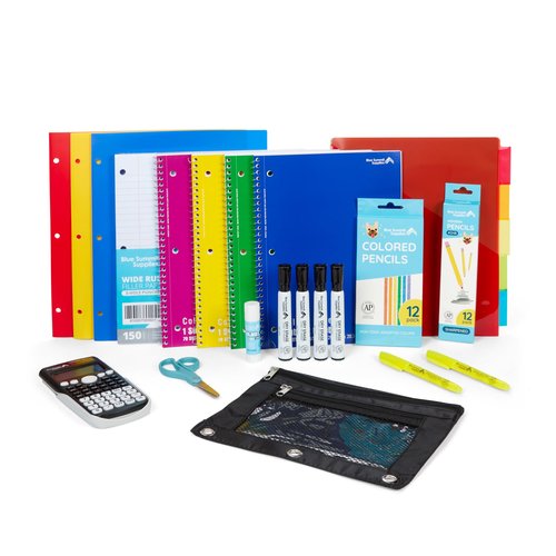 Blue Summit Middle School Supplies Kit, 6th and 7th Grade School Supplies Set, Unique Bundle Includes Calculator, Bulk 49 Piece Box